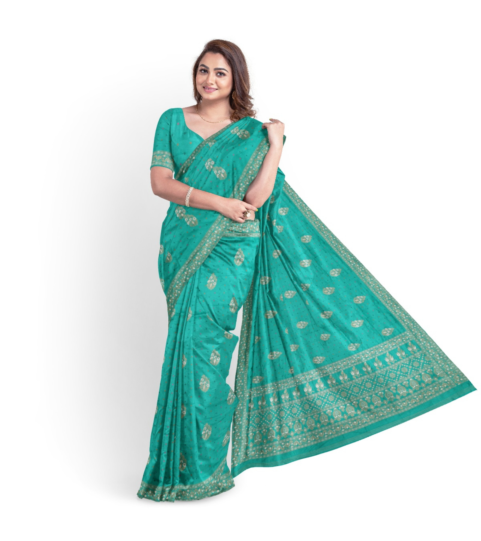 Exclusive Turquoise Kanchipuram Silk Saree 